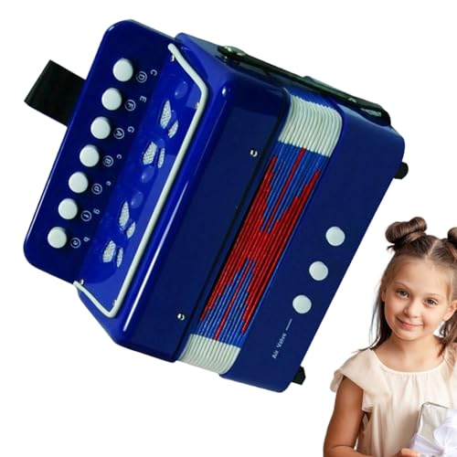 Acordeón Musical Para Niños - Instrumento Pequeño De 18x17x10 Cm, Acordeón De Juguete Para Niños ABS, 7 Llaves De Juego De Botones Para Niñs Para Niñs Niñas De Edad De 3+ | Diseño Portátil, Para El