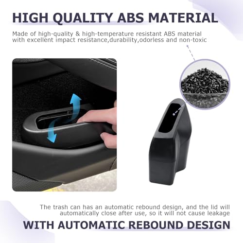 Image of LUWU Car Trash Can Compatible with 2018-2022 2023 2024 2025 Tesla Model3 & ModelY Interior Accessories Car Trash with Lid Portable Mini Trash Dustbin Garbage Trash Bin Car Waste Bin Leak-Proof 2PCS