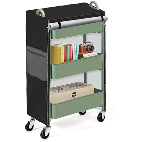 OVCRNIBI Utility/Supply Cart Cover, Heavy Duty 420D Oxford，Waterproof dustproof with Intimate Storage Pockets Suitable for Size 17 "L X 13" W X 31" H (Without Rolling Cart) Cover