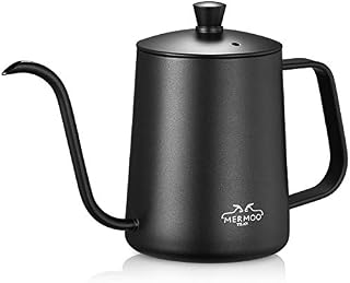 MERMOO YILAN Coffee Pot Pour Over Kettle Stainless Steel Gooseneck Kettle Hand Drip Coffee Kettle 21oz (Black)