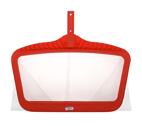 Image of POOLX Heavy Duty Plastic Leaf rake with Short wear Screen mesh Deep net for Pool Cleaning (RED)