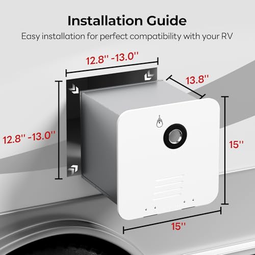 Image of RV Tankless Water Heater, Propane-Powered, with 15 inchx15 inch White Door and Remote Control, 12V DC, Compatible with All RVs, GT60