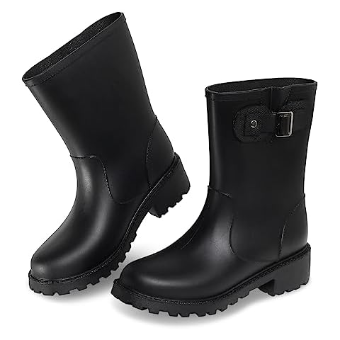 youermei Women's Waterproof Mid-Calf Chelsea Rain Boots Cover