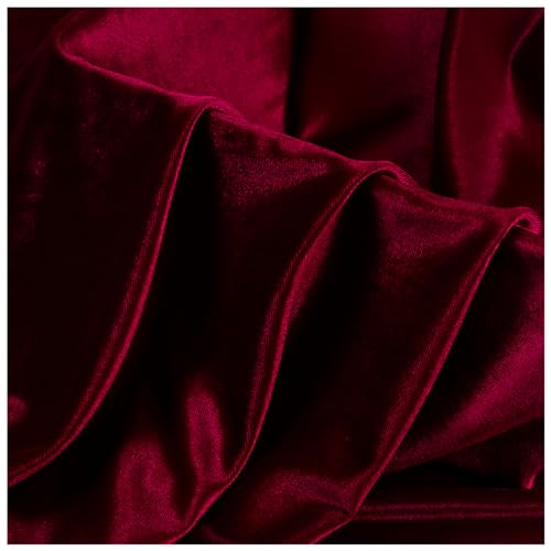 155cm de Ancho Tela de Terciopelo Elástico Brillante Para Tapizar Disfraz Ropa Decoración del Hogar Cortinas Tapicería Vestido Silla Manualidades, Rojo Vino(Size:155x200cm,Color:Rojo vino)