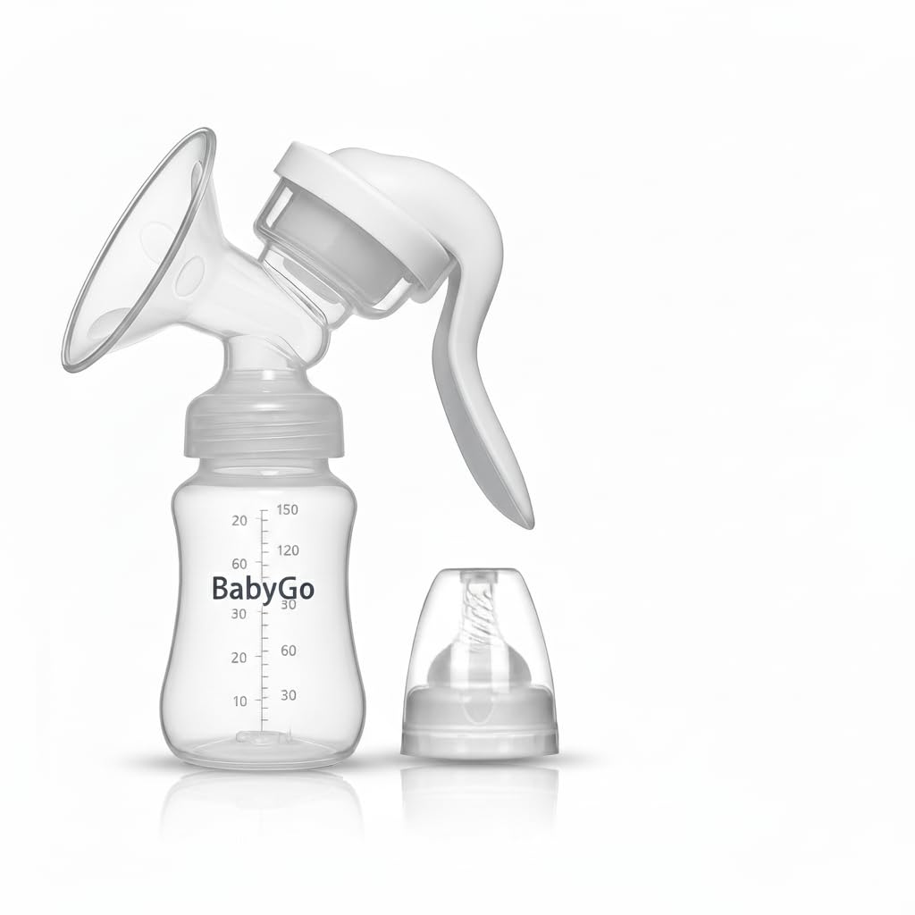 BabyGo Silicone Manual Breast Pump,Baby Milk Pump, Soft & Gentle - Manual - BPA Free (150 ML)