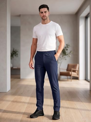 Image of SaintX Men's 4-Way Stretchable Athleisure Pants | Sweat Wicking Fabric | Slim Fit | Active - Sports Wear | Travel, Lounge & Casual Wear | Stylish Back Zipper Pocket | Available in Plus Size (ST06)
