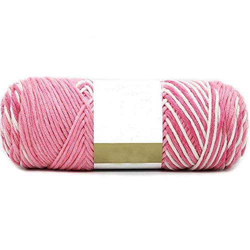 Image of Pink Soft Cotton Crochet Yarn - 1kg /2.2lb Rainbow Gradient DIY Knitting Yarn - Super Soft Warm for Sweater, Bag, Hat, Scarf