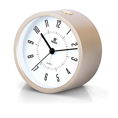 Laigoo Analog Alarm Clock For Bedrooms, 4.3 Inch Non-Ticking Vintage Alarm Clock Desk/Bedside Clock Round Travel Alarm Clock With Snooze & Nightlight Function For Home/Bathroom/Office(Gold) #TOP22