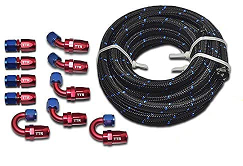 Kit manguera de combustible AN10 trenzada de nailon 5/8 con accesorios 33 pies