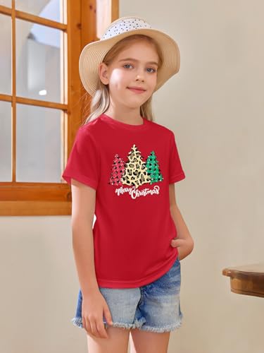 Image of Girls Short Sleeve T Shirts Kids Summer Tops Crewneck Tees 5-14 Years