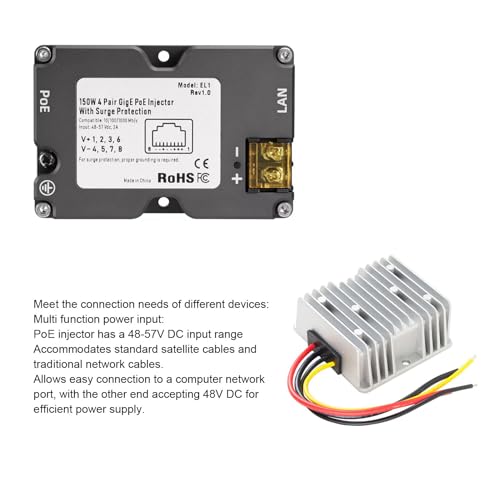 150W DC 48–57V GigE PoE Injector ABS ESD DC Boost Converter 12V a 48V Dish V2 Internet Kit Regulador de Voltaje miniatura 4