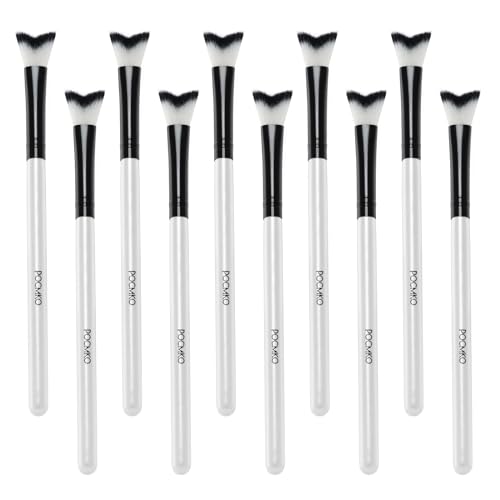 POCMKO 10 PCS Curved Fluffy Lash Cleaning Brushes, Eyelash Extension Shampoo Cleansing Brush, Swoop Eyelash Cleanser Brushes, Eyelash Wash Brush Sets Professional