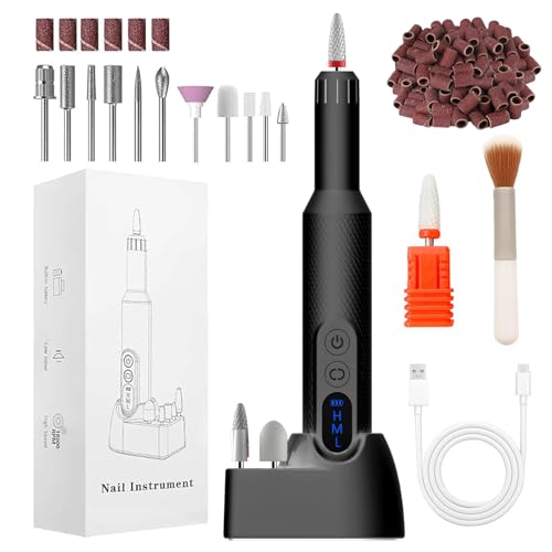 CNMTCCO Ponceuse pour Ongles Professionnelle 18000 tr/min, 12 en 1 Lime a Ongle Electrique Sans Fil Avec LED écran Numérique, Perceuse à Ongles à Vitesse Réglable, Manucure et Pedicure