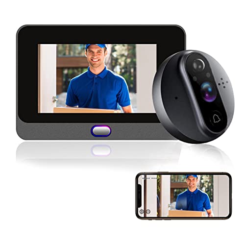 Peephole Camera for Apartment Door WiFi Door Peephole Viewer Video Doorbell 1080P Camera with Monitor 4.3 Inch LCD Screen Motion Detection Night Vision