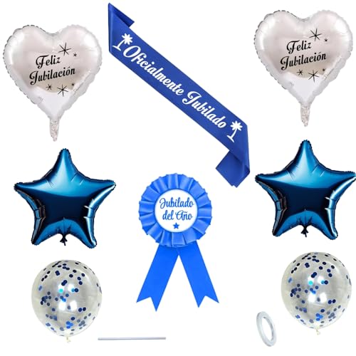 IM® Banda Jubilación para Hombre + Insignia Jubilado del Año | Regalo Jubilacion Hombre Original | Feliz Jubilación | Chapa Jubilados | Decoración Fiesta Jubilación | Accesorios Photocall