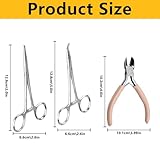 3 Pcs Locking Pliers Piercing Pliers, 12.5cm Stainless Steel Small Locking Pliers - Straight & Elbow Sawtooth Fishing Forceps, Piercing Ball Grabber Suturing Kit for Pet Grooming DIY Crafts - Image 2