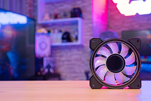 Aerocool Mirage Pc Case Fan – 12 Pro, 3 X Argb Translucent Fans 120Mm, 1 X H66F Rgb Hub, Infinity Mirror Design, Includes 6-Pin Connector, Remote Control, Curved Blades And Anti-Vibration Pads, Black #TOP5
