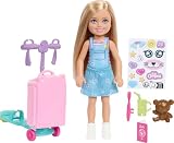 Barbie Club Chelsea Limitless Adventure Blonde Doll, Rolling Scooter-Suitcase and Travel-Themed Accessories