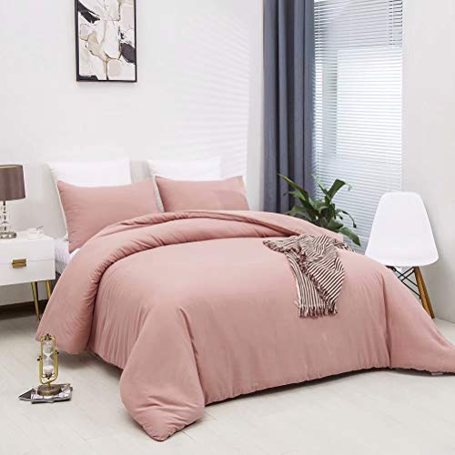 Cottonight Pink Comforter Set Queen Blush Pink Bedding Comforter Set Full Light Pink Cotton Quilts Blanket Solid Color Dusty Rose Comforter Set For Adults Teens #TOP1
