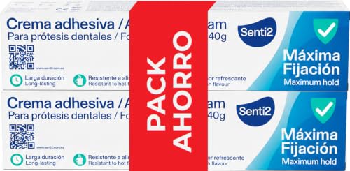 Senti2 Crema Adhesiva para Prótesis Dentales Pack ahorro 2x40g