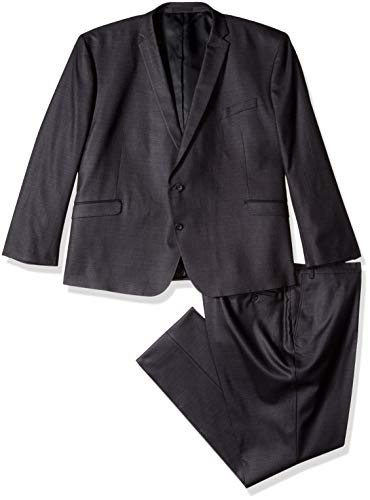 Kenneth Cole REACTION Men's Slim Fit Performance Suit in Extended sizes, Gunmetal, 52 Regular