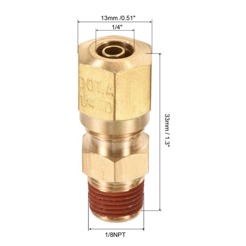 Tool parts Brass Compression Tube Fitting 1/8NPT x 1/4
