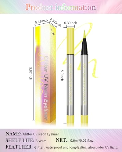 Delineador Líquido Verde Neón UV Glitter Waterproof miniatura 7
