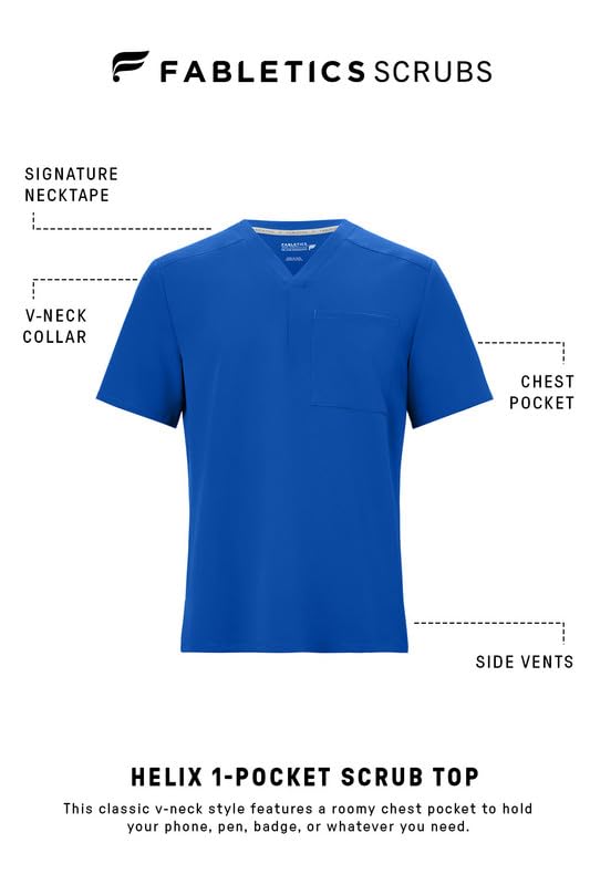 Image of Fabletics Men's Helix 1-Pocket Scrub Top - MotionTech, Wrinkle-Resist, Chest Pocket, Anti-Shrink, Semi-Slim Fit