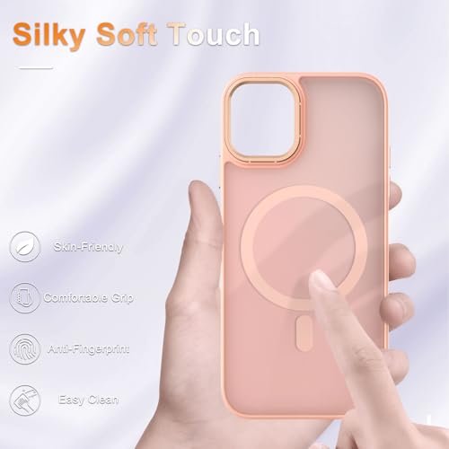 Image of YENAPOON for iPhone 12 Pro /iPhone 12 Case, Matte Magnetic Case, Pink | Fit for Magsafe, Screen Protector Included, Matte Translucent Frosted Slim Shockproof Protective Phone Cover