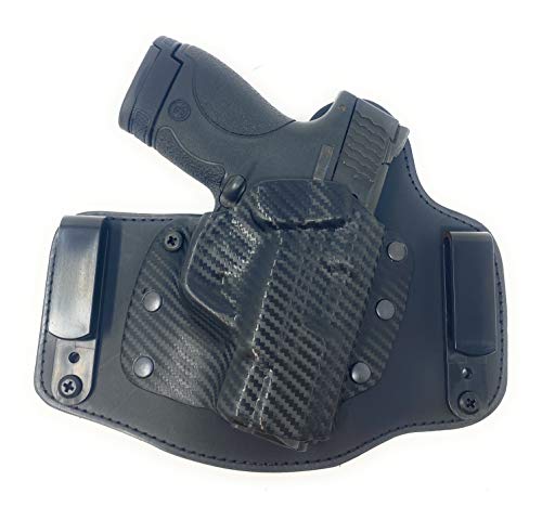 Cardini Leather USA – IWB León Series Kydex and Leather Holster - for Glock 17 - Concealed Carry - Inside The Waistband with Clip - Black Right Hand - Cardini Leather USA