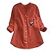 Produktbild YEBIRAL Damen Leinen Bluse Langarm V-Ausschnitt Elegante Oberteile Mode Katze Drucken Langarmshirts Button Down Tops Casual Hemd Blusenshirt