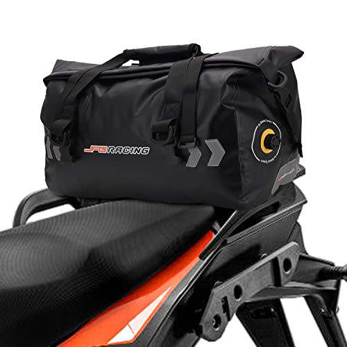 Jfg Racing Motorcycle Waterproof Duffel Saddle Bag,40L Large Size Dry Tail Bag Reflective With Buckle Shoulder Strap For Motorcycle Atv Dirt Bike Bicycling Boating Kayaking Hiking Black #TOP5