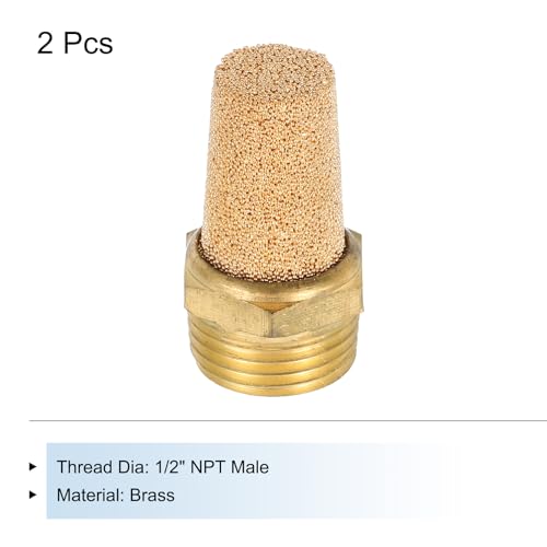 QUARKZMAN Pneumatische Schalldämpfer 1/2 NPT Männlich Lang Auspuff Schalldämpfer Magnetventil Messing Schalldämpfer Lärm Stille Luft Zylinder Zubehör für Ventil 2 Set