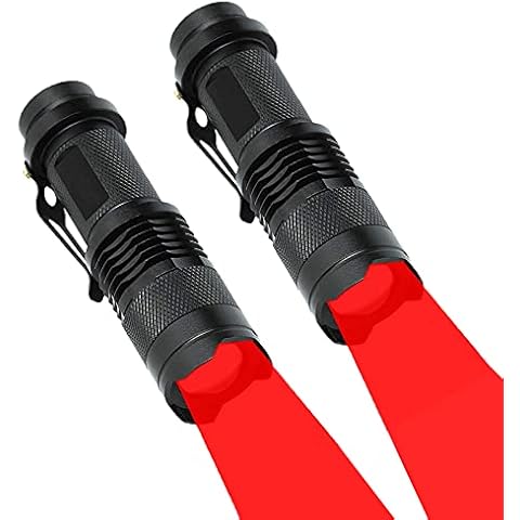 Miular Red LED Flashlight Mini 3 Modes Zoomable Hunting Light Torch for Hunting, Astronomy, Night Vision, 2 Pack Cover