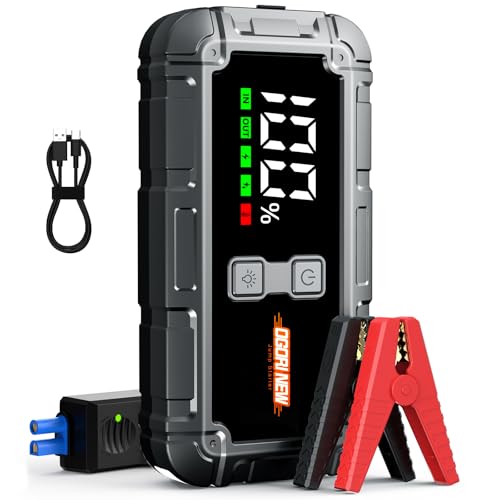 Jump Starter Power Pack, 7000A Car Battery Booster Jump Starter and Jump Pack for 12V Vehicles, OGORI NEW Battery Booster with LCD Screen and Flashlight ((10L Gas/8L Diesel))