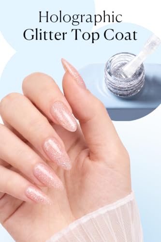 Image of AZUREBEAUTY 18ML Glitter Gel Top Coat | No Wipe Top Coat Gel Polish Reflective Silver Super Shiny UV Decoration Nail Art Sparkle Manicure DIY Nail Art Manicure Gift