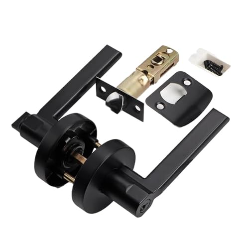 Door Lock Zinc Alloy Three-pole Indoor Handle Keyless 1Pcs(Black-keyless)