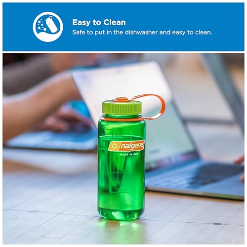 Image of Nalgene 16 oz Wide Mouth Water Bottle | Slim Cup Holder Size, BPA-Free, Durable & Leak Proof, Lightweight Travel Bottle, Denim