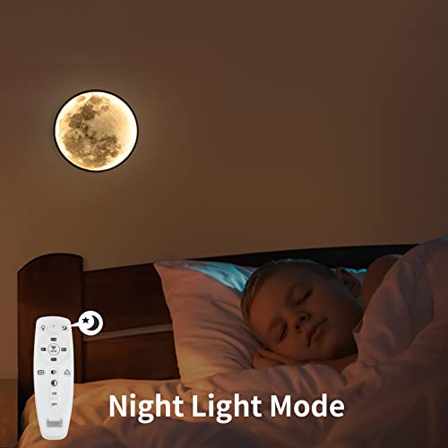Image of QIYIMEILUX Dimmable Moon Wall Sconce Plug in Modern LED Wall Light with Remote Control 9.5inch 15W Black Wall Lamp Indoor Wall Mounted Lighting Ceiling Light Fixture for Living Room Bedroom