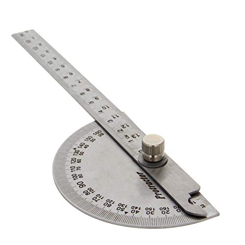 Transportador de ángulos acero inoxidable 180° con brazo ajustable miniatura 2