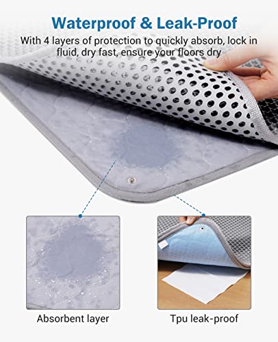 Fostanfly Cat Litter Mat, Large Urine Proof Litter Trapping Mat, Double Layer Litter Box Mat, Easy Clean Machine Washable Kitty Mat, Waterproof Leakproof Anti-Slip Scatter Control 30"x24"