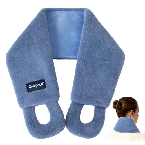 Comfpack Long Wide Microwave Heating Pad for Neck Shoulders Back, Removable & Washable Moist Heat Neck Warmer for Pain Relief, Weighted Microwavable Heated Neck Wrap, Gift for Women, Men, Seniors