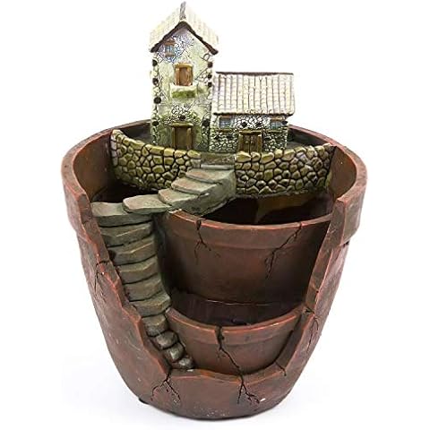 MissFox Flower Pot Small 15 x 13 cm Resin Succulent Pot Flower Pots Waterproof Plants Planter Innovative Bonsai Bowl for Home Office Decor and Gift Cover