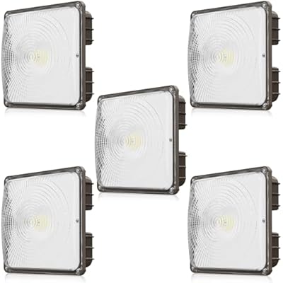 CINOTON 40W LED Canopy Lights UL Listed, 100-277V Commercial Canopy Lights Outdoor IP65 Waterproof, 5600LM for Gas Station Garage Warehouse Shop Carport Industrial, 9.5"x9.5" 5000K Daylight 5 Pack