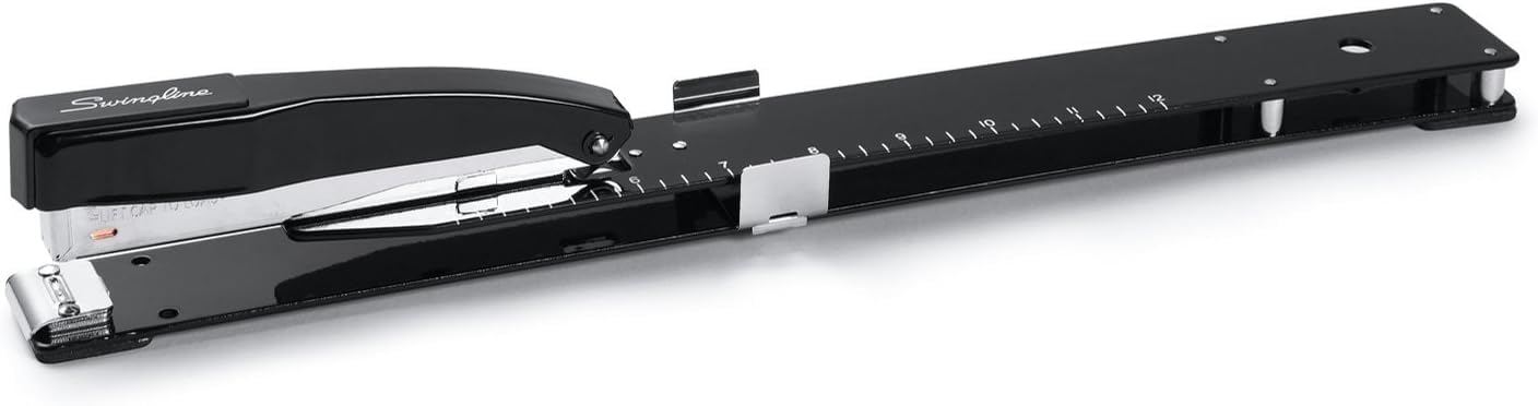 Swingline Long Reach Stapler, 20 Sheet Capacity, Jam Free, 12" Reach, Metal, Black (S7034121P) (Pack of 6)