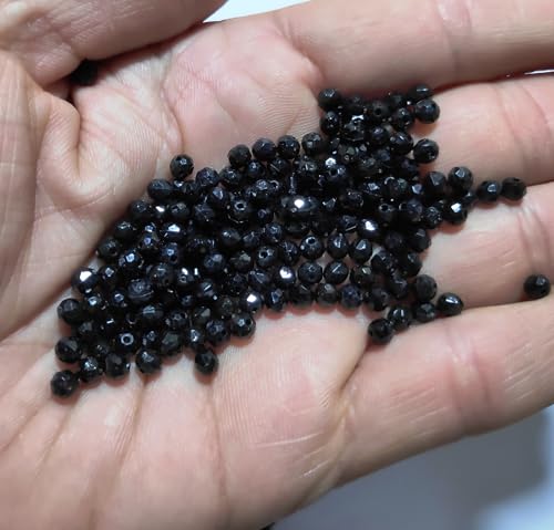 Image of GoSetGet! 4mm Rondelle /Tire (1000 Pcs) Black Crystal Macrame Plastic Beads for Arts, Crafts & Decoratives-High Sparkle Cutting Crystal Beads for Macrame, Jhula, Torana, Jhumar (Black)