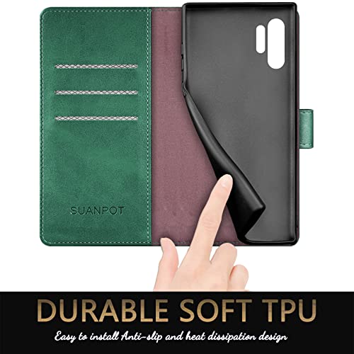 Suanpot For Samsung Galaxy Note 10+/10 Plus 6.8" With Rfid Blocking Leather Wallet Case Credit Card Holder, Flip Folio Book Phone Case Cover For Women Men For Note10 Plus Case Wallet (Sea Green) #TOP5