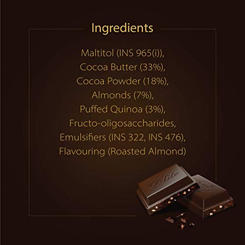 Image of Sugar Free D'lite Quinoa & Almonds Dark Chocolate Bar, 80 Grams (Pack of 6)