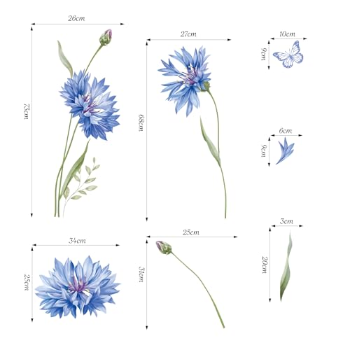 Flor azul vinilos decorativos de alta definición para salones sofisticados 6