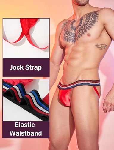SEAUR Men's Shiny Jockstrap Thong Underwear Breathable Comfortable Low Rise Sport Underwar Sexy Briefs Athletic Support3